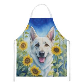 White German Shepherd in Sunflowers Apron Cooking Kitchen Server Baking Crafts Gardening for Adult Women Men, Unisex, Large, Multicolor White German Shepherd in Sunflowers Apron Cooking Kitchen Server Baking Crafts Gardening for Adult Women Men, Unisex, Large, Multicolor